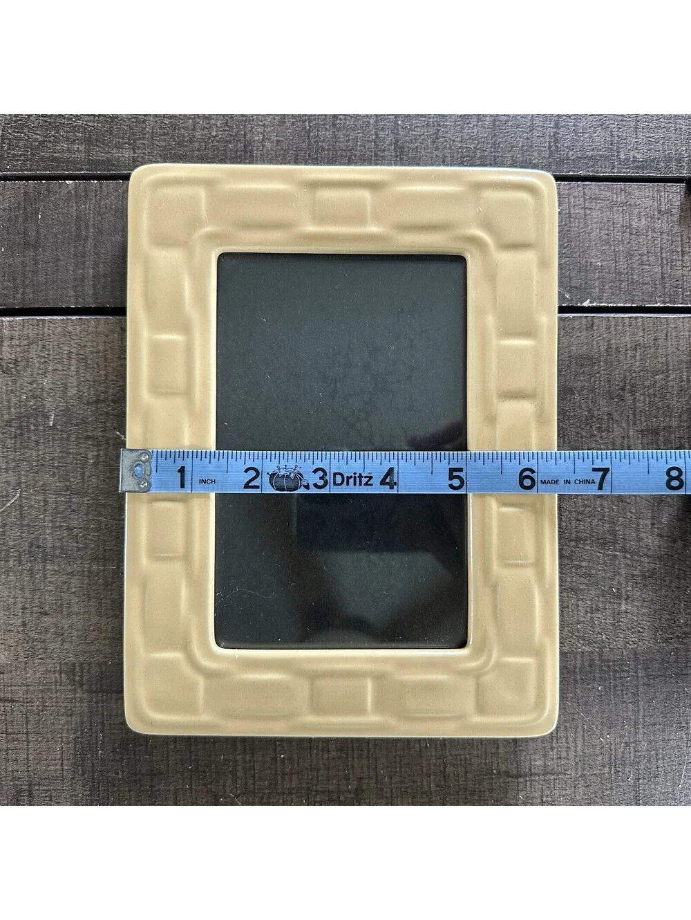 Beige Ceramic Basket Weave Picture Frame 4x6 Tabletop Wall Mount 8.5x6.5